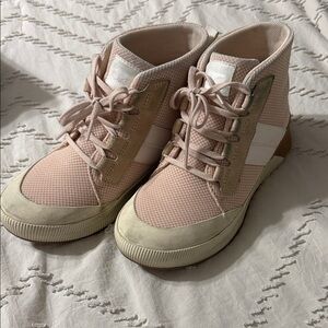 Sorel Pink and Beige High-Top Sneakers